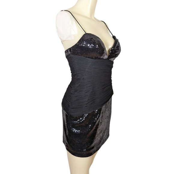BASIX II Spaghetti strap beaded black‎ mini cocktail party formal dress NEW - Picture 3 of 8